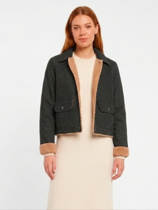 Woolrich Jackets & Blazers - Woolrich Womens Luxe Denim Trucker Jacket Faux Shearling Lined Black Wash Size M